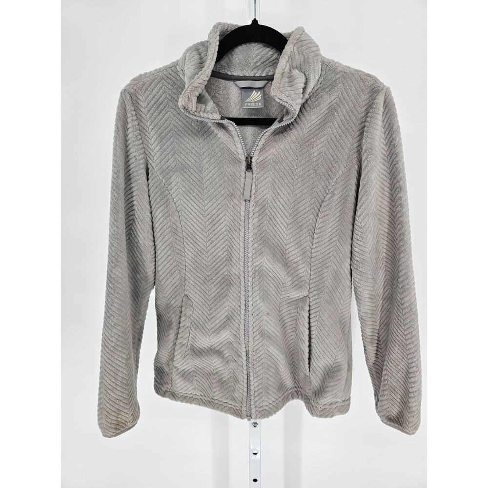 Soft Chevron Fleece Utility Jacket - Light Gray